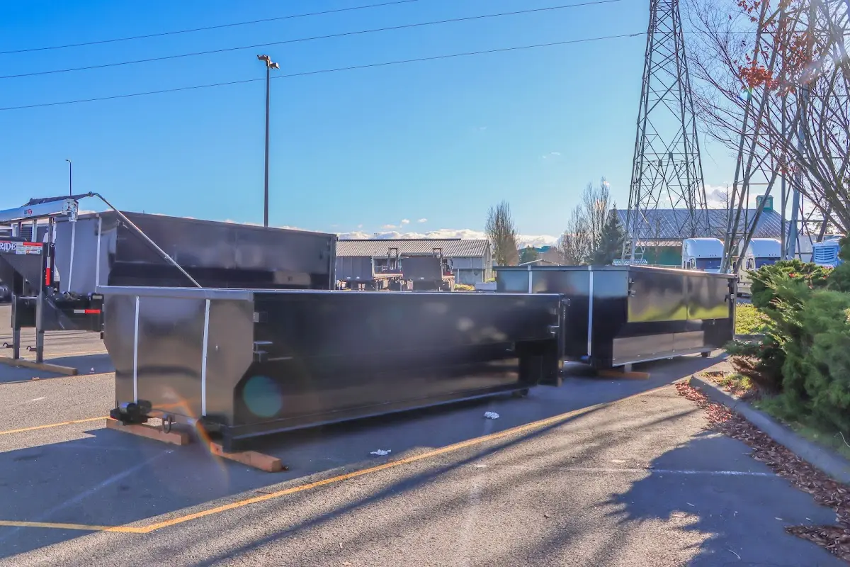 Roll-off dumpster ready for waste disposal at job site for Residential Dumpster Rental in Marshall